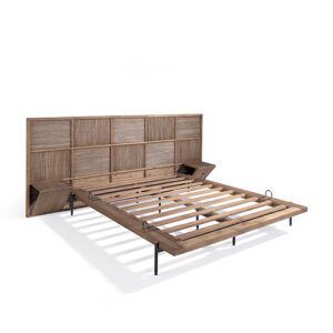 Cama con mesitas madera teca reciclada & fibra coco "Coco" 180