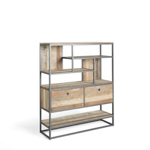 Estantería madera teca reciclada & forja "Tuareg" 2 cajones