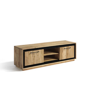 Mueble TV madera acacia & chapa piedra negra "Haify Nac"