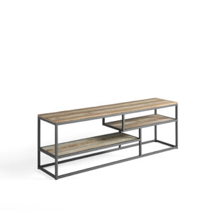 Mueble TV madera teca reciclada & forja "Tuareg" 2 baldas