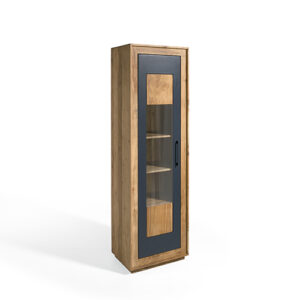 Vitrina madera acacia & metal lacado "Tower" 1 Puerta